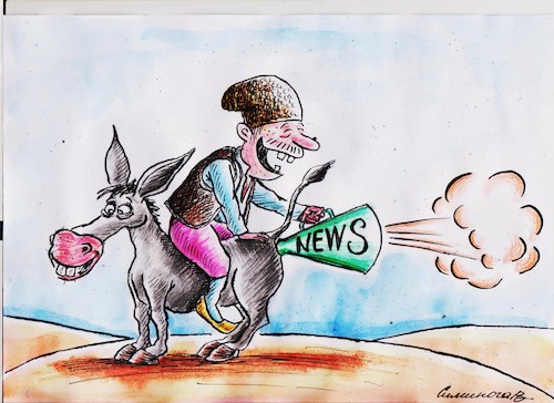 Cartoon: news (medium) by vadim siminoga tagged press,television,radio,internet,negative,zombie