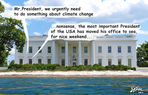 Cartoon: White House to sea (medium) by jpn tagged trump,stupidity,ignorence,selfesteem,blindness