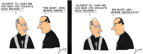 Cartoon: Zölibat und kein Ende (medium) by jpn tagged kirche,zölibat,papst