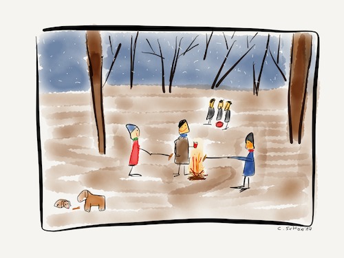 Cartoon: Winterwanderung (medium) by Schön tagged winter,lagerfeuer,freunde