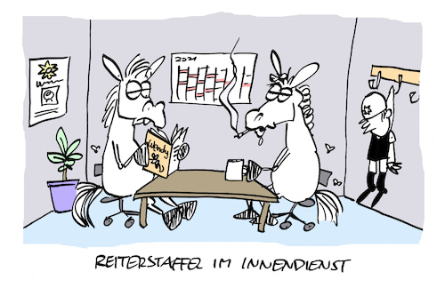 Cartoon: Amtsschimmel (medium) by Bregenwurst tagged reiterstaffel,polizei,pferd,wendy