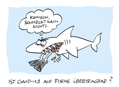 Cartoon: Covisch (medium) by Bregenwurst tagged coronavirus,covid,pandemie,fische,hai,mahlzeit