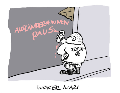 Cartoon: Gendergermane (medium) by Bregenwurst tagged nazi,rassismus,gender,woke,graffiti