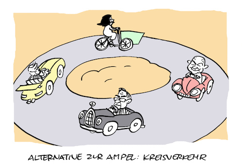 Cartoon: Kreiselei (medium) by Bregenwurst tagged ampel,verkehrskreisel,kreisverkehr,koalition,bundestagswahl