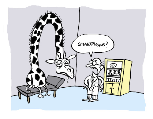Cartoon: Nacken (medium) by Bregenwurst tagged giraffe,smartphone,handy,nacken