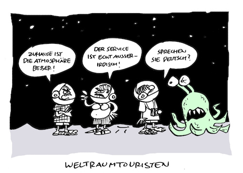 Cartoon: Raum (medium) by Bregenwurst tagged raumfahrt,weltraum,tourismus,bezos,branson,alien