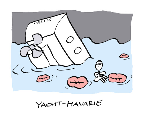 Cartoon: Schlauchboot (medium) by Bregenwurst tagged yacht,havarie,botox,schlauchbootlippen