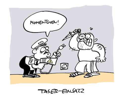 Cartoon: Schocker (medium) by Bregenwurst tagged taser,elektroschock,polizei,strom,steckdose