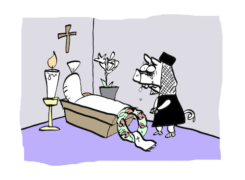 Cartoon: Schwitwe (medium) by Bregenwurst tagged wurst,schwein,trauer,witwe,aufbahrung