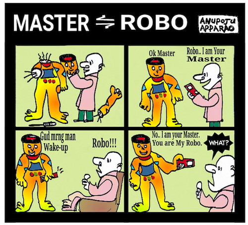 Cartoon: Master vs Robo (medium) by APPARAO ANUPOJU tagged master,robo