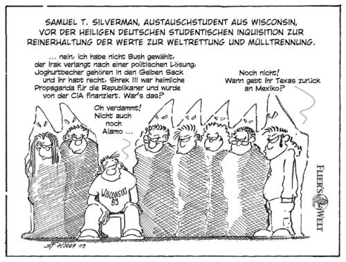 Cartoon: Ein Amerikaner in Deutschland (medium) by FliersWelt tagged amerika