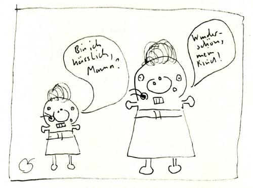 Cartoon: Objektivität (medium) by Der Apfel tagged mutter,tochter,erziehung