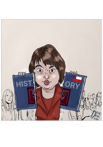 Cartoon: Cile (medium) by Christi tagged cile,pinochet,aprueba,costituzione,voto