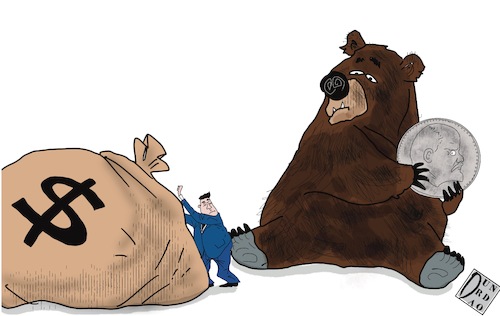 Cartoon: Economia russa (medium) by Christi tagged sanzioni,economia,russia,rublo,borsa,putin,oligarchi