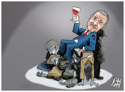Cartoon: Il gioco di Erdogan (medium) by Christi tagged erdogan,ankara,idlib,siria,europa