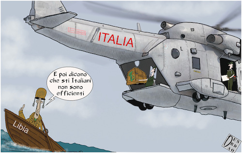 Cartoon: Non sono daccordo (medium) by Christi tagged tripoli,libia,italia,guarda,costiera