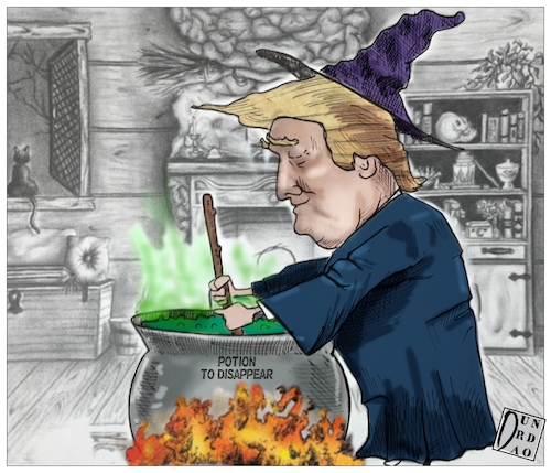 Cartoon: POTION TO disappear (medium) by Christi tagged usa,trump,covid,potion,infezione,pandemia