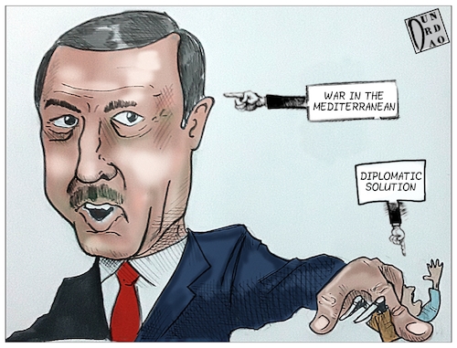 Cartoon: War in the mediterranean (medium) by Christi tagged erdogan,libia,turchia,diplomazie,war
