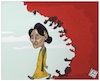 Cartoon: Burma bombs on Rohingya village (small) by Christi tagged burma,bomb,rohingya,onu,suu,kyi