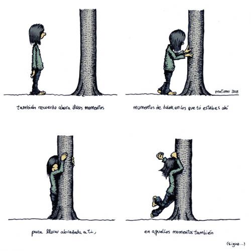 Cartoon: Abraza arboles 3 de 4 (medium) by mortimer tagged mortimer,mortimeriadas,cartoon,arbol,treebeing,deforestation,tree,hugger,abraza,arboles,abrazarboles,comic,ecologia