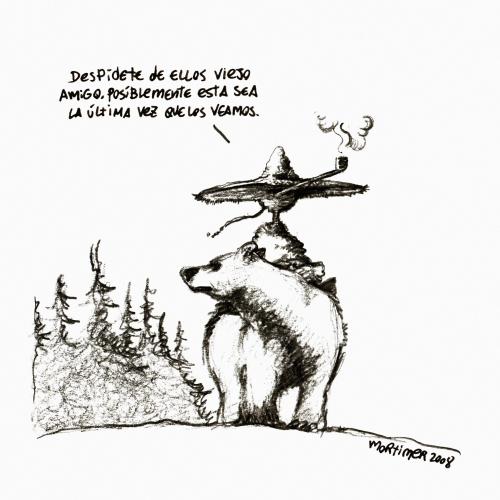 Cartoon: Un mundo maravilloso (medium) by mortimer tagged mortimer,mortimeriadas,cartoon,bear,oso,woods,forest,deforestation