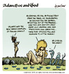 Cartoon: adam Eve and God 09 (small) by mortimer tagged mortimer,mortimeriadas,cartoon,comic,gag,biblical,adam,eve,god,snake,bible,christian,holy,leaf,sex,love,erotic,hairy,belly,blonde,flowers,paradise,eden,original,sin