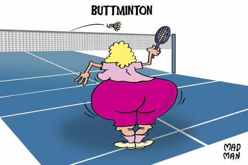 Cartoon: buttminton (medium) by madman tagged sport,badminton,aunt,butt