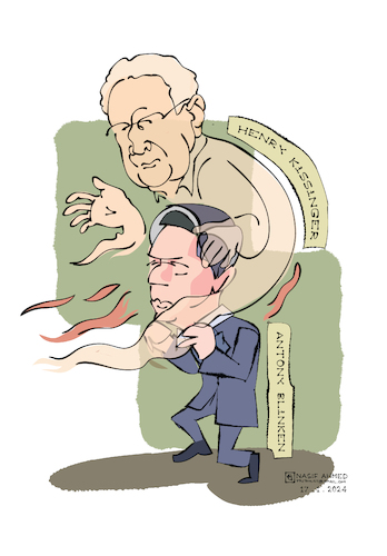 Cartoon: Antony Blinken Henry Kissinger (medium) by Nasif Ahmed tagged blinken,sikken,usa,president,genocide