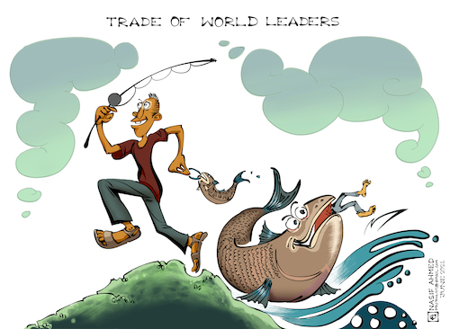 Cartoon: Trade of world leaders (medium) by Nasif Ahmed tagged trade,humanity,politics,international,corruption,civilians