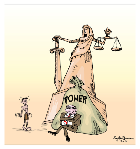 Cartoon: law and power. (medium) by Sajith Bandara tagged sajith,bandara,cartoons