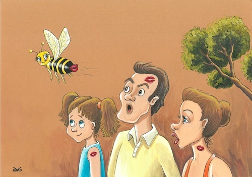 Cartoon: Bee Happy (medium) by menekse cam tagged bee,happy,be,kisses,ari,mutlu,olmak