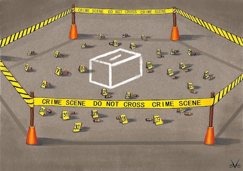 Cartoon: R.I.P Democracy (medium) by menekse cam tagged democracy,elections,justice,human,rights,crime,iniquity,unjustness,democracy,elections,justice,human,rights,crime,iniquity,unjustness