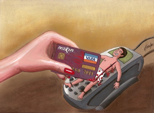 Cartoon: Womens day (medium) by menekse cam tagged men,capitalizm,shopping,man,woman,visa,card,credit,day,womens