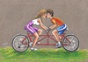 Cartoon: Tandem bikes for lovers (small) by menekse cam tagged tandem bikes cycling love lovers euro kartoenale belgium bicycle competition contest cartoon