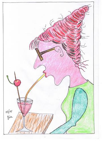 Cartoon: COCKTAIL  LONGDRINK (medium) by skätch-up tagged bitter,aperitiv,cherry,kirsche,ohne,alkohol