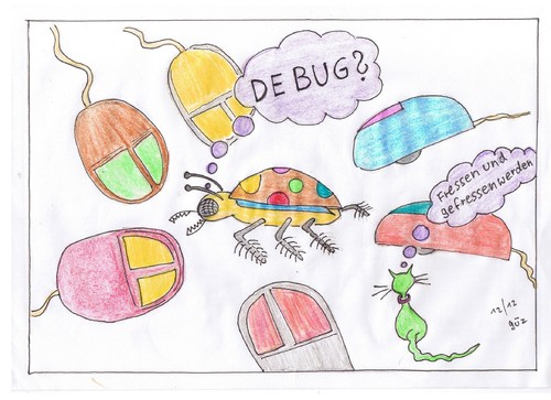 Cartoon: DEBUG  Entwanzen (medium) by skätch-up tagged debug,bug,käfer,wanze,computermaus,katze,el,gato