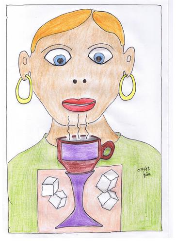 Cartoon: That Lady likes a sweet Espresso (medium) by skätch-up tagged espresso,expresso,sweet,black,smal,kaffee,coffee