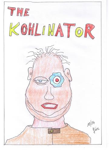 Cartoon: The Kohlinator (medium) by skätch-up tagged helmut,kohl,angela,merkel,politik,schimpfen,wahrheit,reden,wulf