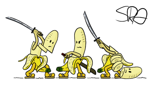 Cartoon: Samurai-Banane (medium) by Sven Raschke tagged obst,banane,kampfsport,samurai,japan,katana,obst,banane,kampfsport,samurai,japan,katana