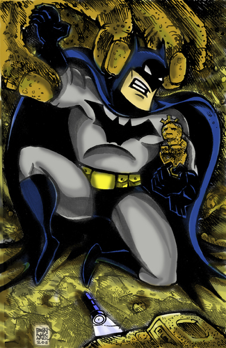 Cartoon: Batman practice (medium) by bennaccartoons tagged heroes,batman,bruce,timm,bennac,nacion,ruben