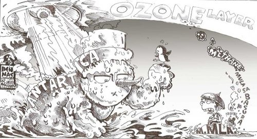 Cartoon: Ozone depleting (medium) by bennaccartoons tagged environment,ozone,layer