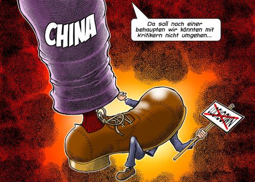 Cartoon: China Kritiker (medium) by Chris Berger tagged china,kritiker,covid,pandemie,lockdown,china,kritiker,covid,pandemie,lockdown