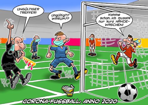 Cartoon: Corona Fussball (medium) by Chris Berger tagged fussball,bundesliga,covid,19,corona,virus,epidemie,pandemie,fussball,bundesliga,covid,19,corona,virus,epidemie,pandemie