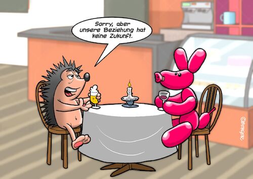 Cartoon: Dating (medium) by Joshua Aaron tagged igel,luftballon,date,beziehung,igel,luftballon,date,beziehung
