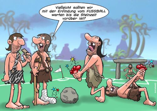 Cartoon: Frühe Kicker (medium) by Chris Berger tagged fussball,steinzeit,ball,leder,gummi,stein,fussball,steinzeit,ball,leder,gummi,stein