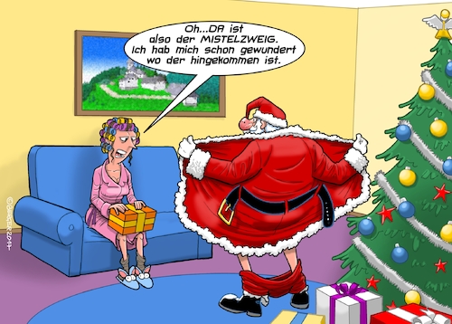 Cartoon: Mistelzweig (medium) by Chris Berger tagged mistelzweig,kuss,weihnachten,blowjob,santa,mistelzweig,kuss,weihnachten,blowjob,santa