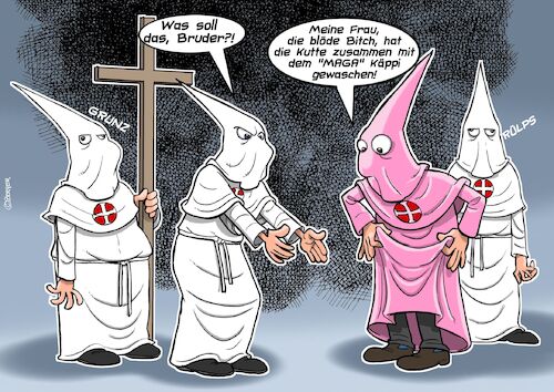 Cartoon: Neulich beim Klan (medium) by Chris Berger tagged ku,klux,klan,make,america,great,again,donald,trump,nazis,faschisten,ice,ku,klux,klan,make,america,great,again,donald,trump,nazis,faschisten,ice