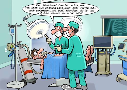 Cartoon: Operation (medium) by Joshua Aaron tagged operation,chirurgie,chirurg,op,blinddarm,dilettanten,ärzte,operation,chirurgie,chirurg,op,blinddarm,dilettanten,ärzte
