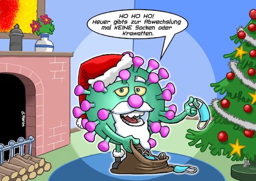 Cartoon: Santa Corona (medium) by Chris Berger tagged weihnachten,weihnachtsmann,santa,klaus,corona,pandemie,covid,atemschutz,weihnachten,weihnachtsmann,santa,klaus,corona,pandemie,covid,atemschutz