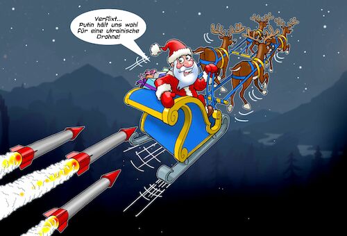 Cartoon: Santa in Russland (medium) by Chris Berger tagged weihnachten,xmas,santa,russland,ukraine,selensky,putin,krieg,weihnachten,xmas,santa,russland,ukraine,selensky,putin,krieg